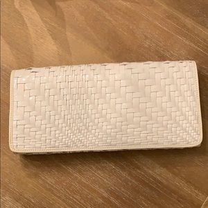 White leather braided Cole Haan clutch purse
